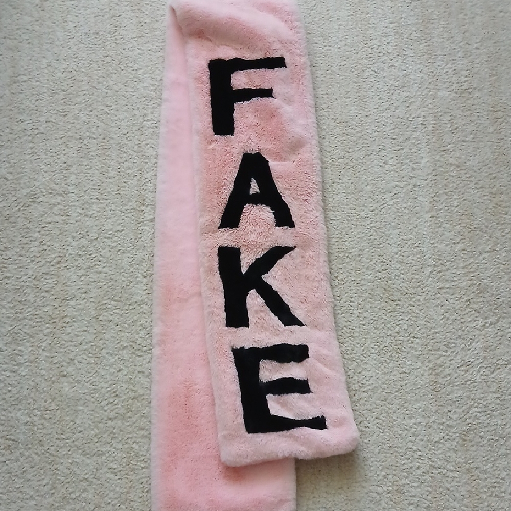AKIRA Pink and Black Faux Fur Scarf